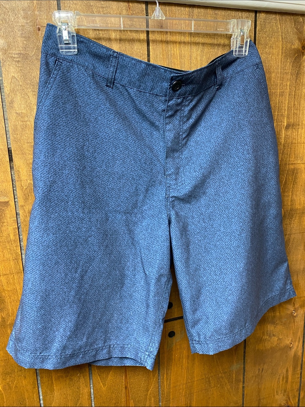 Men's Flat Front Blue Patterned Stretch Shorts. Waist 36